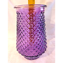 Purple Flower Vase Diamond Pattern 8&quot; Flash Painted Round Glass Vase Flaws - $22.83