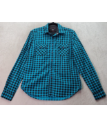 Cactus Shirt Men&#39;s Medium Blue Plaid Long Sleeve Collared Pearl Snap But... - £18.23 GBP