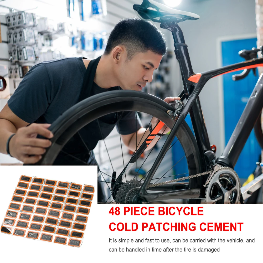 Sporting 48pcs Bike Tire Repair Patches Glue-free Self Adhesive MTB Bicycle Tyre - £23.62 GBP