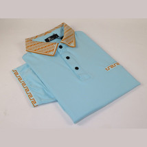 Men Sports Shirt PAZO by DE-NIKO Short Sleeves Cotton Polo Shirt DBK2303 Blue image 6