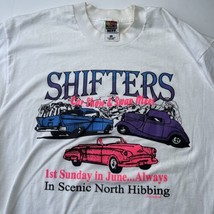 Muscle Car Shifters Show Shirt Men Sz L Hibbing MN Vtg Single Stitch Whi... - £21.23 GBP