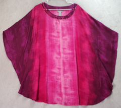 Catherines Blouse Top Women Size 0X/1X Pink Purple Tie Dye Sleeveless Round Neck - £13.46 GBP