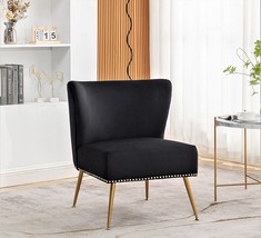 Us Pride Furniture Thia Modern Velvet Accent Chair Armless Seat With, Black - £105.43 GBP