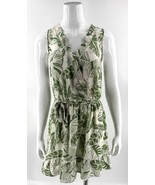 Sienna Sky Dress Size Medium Green Beige Tie Waist Palm Print Sleeveless... - $44.49 CAD