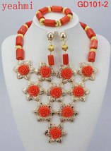 Fashionable African Wedding Jewelry Set Coral Beads Jewelry Set Nigerian Beads N - $72.05