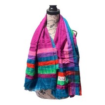 Pierre Cardin Color Block Vibrant Extra Large Scarf Paris Colorful Plaid... - £49.24 GBP