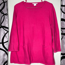 Joan Vass pink three-quarter sleeve 100% cotton sweater - £18.80 GBP