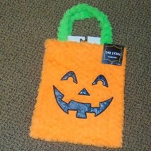 Kids Trick or Treat Halloween Orange Pumpkin Face Plush Soft Candy Bag - £7.89 GBP