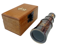 4&quot; Brass Telescope Victorian Marine with Wooden Box Vintage Mini Handheld Spygla - £20.59 GBP