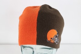 Vintage 90s Color Block Cleveland Browns Football Winter Beanie Hat Cap Brown - £27.74 GBP