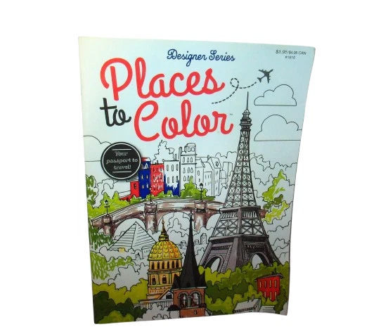 Adult Coloring Book &quot;Places To Color&quot; Designer Series 10 1/2&quot; x 8&quot; 16 pgs. - $5.00