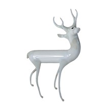 Blown Glass White Deer Buck Vintage Figure 3.5 inch tall - £15.06 GBP