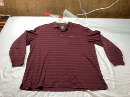 Greg Norman Mens Polo Shirt XL Maroon Long Sleeve Golf PlayDry Pocket Tasso Elba - £11.67 GBP