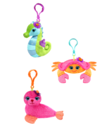 3 Plush Toy Purse Charm Backpack Clips Keychain Handbag Bag Sea Horse Se... - £11.95 GBP