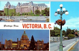 Greetings from Victoria British Columbia BC Canada Multiview Postcard - £6.16 GBP