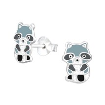 Turquoise Raccoon 925 Silver Stud Earrings - £11.19 GBP