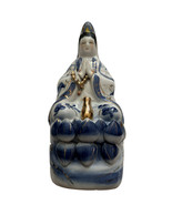 Kuan Yin Guanyin Buddhist Goddess Deity Blue White Porcelain Ceramic Sta... - £145.57 GBP