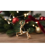Reindeer Brooch, Gold Holiday Figural Pin - $40.68 CAD
