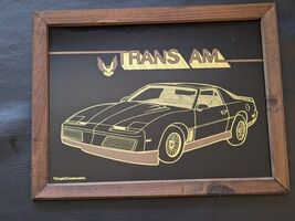 Vintage Pontiac Transam Black Gold Carnival Glitter Glass Frame GraphiCr... - $76.91