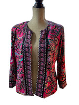 Joan Rivers Size Med Perfectly Paisley Bright Multi &amp; Pink Jacket Style A255146 - £23.50 GBP