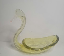 Yellow Glass Swan Dish with Hollow Neck - £9.46 GBP