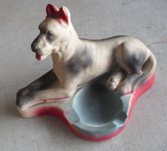 Vintage 1940s Carnival Chalkware Great Dane Dog Ashtray 5 1/4&quot; Tall - £30.86 GBP