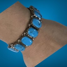 SIGNED WB STERLING Navajo CUFF BRACELET TURQUOISE STONE - £356.61 GBP