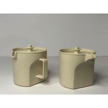 Vintage Tupperware Almond Set of 2 Coffee Bar Creamer &amp; Sugar Set 1415-2 1414-3 - $23.07