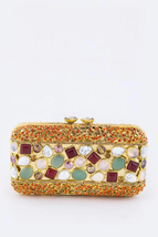 Bejeweled Austrian Crystal Gemstone Statement Bling Box Clutch Handbag w/ Strap - £175.85 GBP