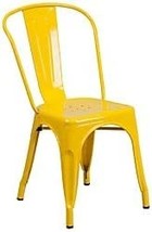 Flash Furniture Commercial Grade Yellow Metal Indoor-Outdoor Stackable Chair - £75.91 GBP