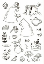 Animals Bear Rabbit Tea Party Cake Clear Stamps Silicone Scrapbooking Ca... - £9.83 GBP