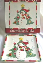 Fitz And Floyd SNOWFLAKE &amp; JAKE Plate Snowman Snowflakes Retired New - $12.95