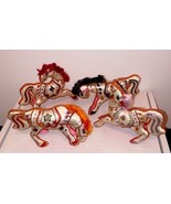 Lot of 4 Different Vintage Chinese Silk Embroidered Satin Horses Figures... - $59.95