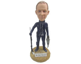 Custom Bobblehead Underwater Fisherman Wearing Diving Suit And Showing Catch Of  - £71.12 GBP