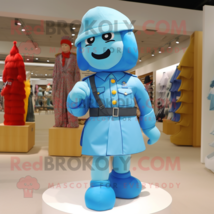 Sky Blue Army Soldier mascot costume character dressed with a Wrap Skirt and Sho - £968.65 GBP