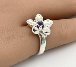 Size 8.5 Tiffany &amp; Co Purple Lolite Gem Daisy Flower Ring in Sterling Si... - $269.00