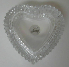 Cristal d&#39;Arques Heart Shaped Lead Crystal Jewelry Trinket Box Foil Label France - £11.95 GBP