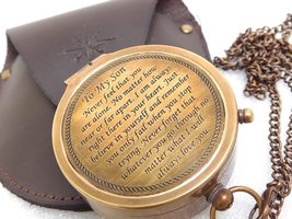 Brass Engraved Quote Compass | Gifts for Men, Son, HIM, BOY | to My Son - Never  - £25.57 GBP