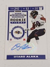 Otaro Alaka Baltimore Ravens 2019 Panini Contenders Certified Autograph Card - £3.89 GBP