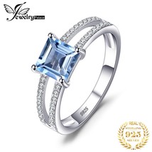 1.2ct Princess Cut Sky Blue Topaz 925 Sterling Silver Engagement Ring for Woman  - £21.14 GBP