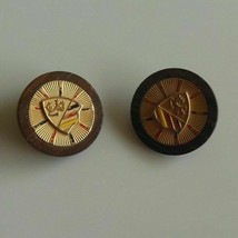 Vintage Signed Kramer Gold Tone Painted Wood Clip-On Earrings - £21.24 GBP
