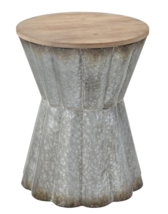 Rustic Pedestal End Table Modern Farmhouse Metal & Wood - £149.34 GBP