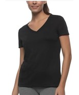TurboDry Womens T-Shirt Black Active V-Neck Short Sleeves Moisture Control - $50.59 CAD