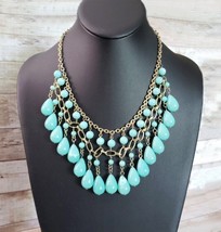 Vintage Necklace - Turquoise Color Statement Chunky Necklace - £14.95 GBP