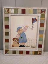Country Wall Hanging Animated Painting Boy Dog Flying Kite Rita Pickett ... - £12.66 GBP