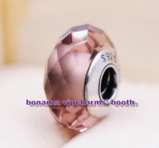 925 Sterling Silver Handmade Moments Fascinating Blush Pink Crystal Charm Bead  - $4.60