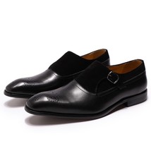 Classic Gentleman Monk Strap Dress Shoes Genuine Leather With Suede  Pointed Toe - £87.90 GBP
