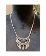 Women Silver Tone Exquisite Charm Curb Chain Statement Necklace w/ Lobst... - $33.70 CAD