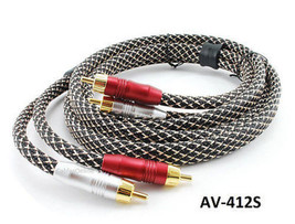 12Ft Premium 2-Rca 24K Gold-Plated Male / Male Braided Sleeve Stereo Audio Cable - £32.23 GBP