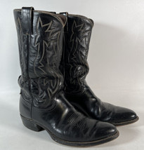 Justin 3170 Black Leather Cowboy Western Mid Calf Boots USA Men 9 D - £31.13 GBP